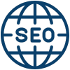 Globe SEO blue icon