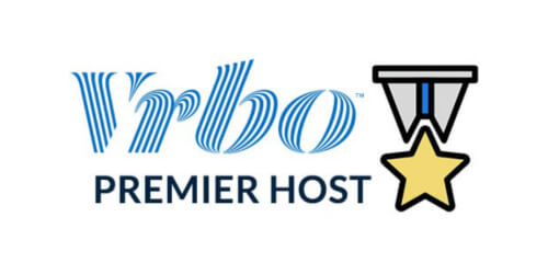 VRBO Premiere Host badge Trust badges from AirBNB superhost, Vrbo Premier Partner, and Anna Maria Island Chamber of Commerce